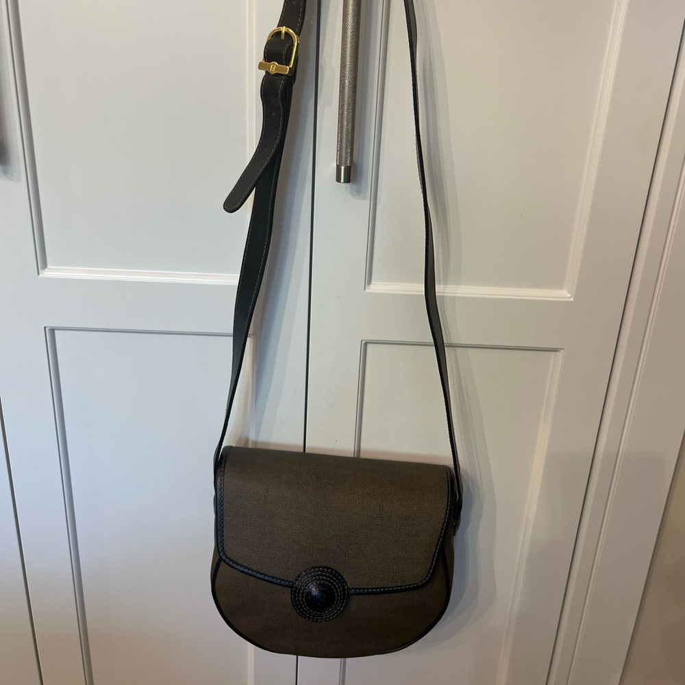 Fendi Pequin vintage bag black leather trim shoulder bag like new used once